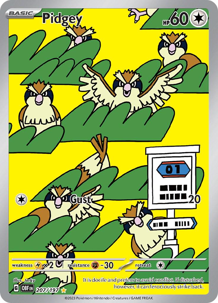 Pidgey - 207/197 - Illustration Rare - Obsidian Flames