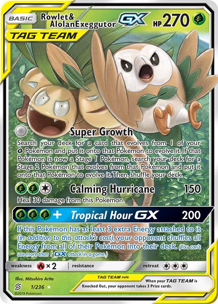 Rowlet & Alolan Exeggutor GX - 1/236 - Ultra Rare - Unified Minds
