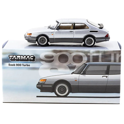 Tarmac Works 1:64 Saab 900 Turbo Silver Diecast Model Car