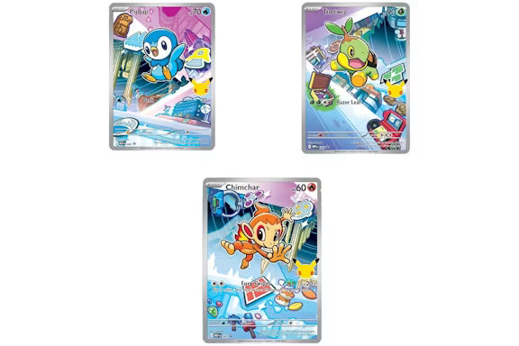 Turtwig, Chimchar, Piplup - First Partners Illustration Series 1 Promos - Set of 3