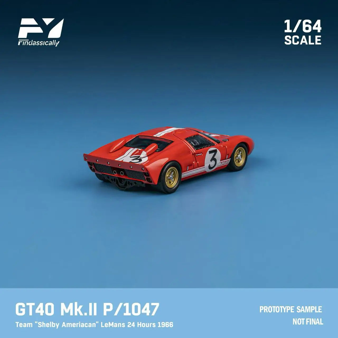 FY64080 1/64 GT40 Mk.II P1047 "Shelby American" LeMans 24 Hours 1966 #3 Red